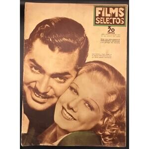 RARE Spanish 1936 Clark Gable Jean Harlow Movie Magazine Wife vs. Secretary